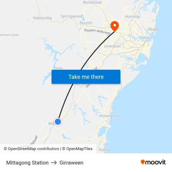 Mittagong Station to Girraween map