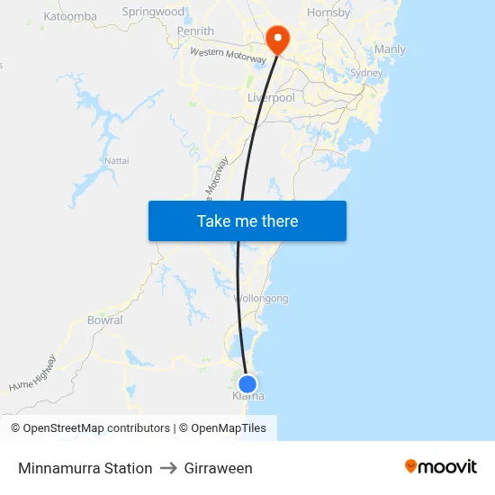 Minnamurra Station to Girraween map