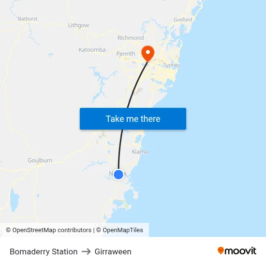 Bomaderry Station to Girraween map