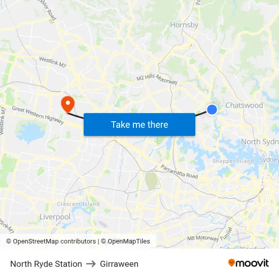 North Ryde Station to Girraween map