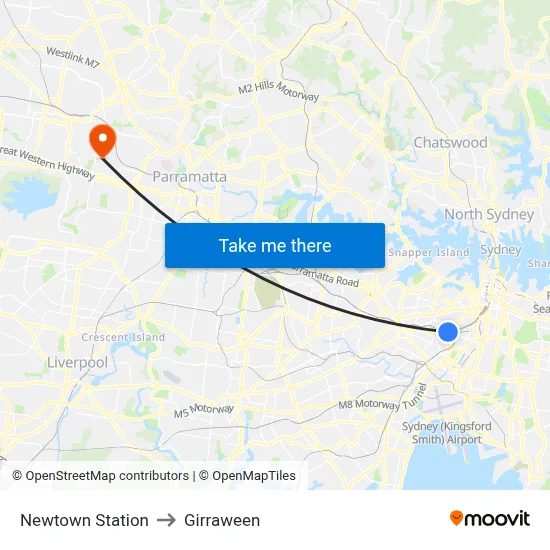 Newtown Station to Girraween map