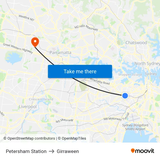 Petersham Station to Girraween map