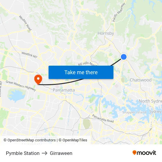 Pymble Station to Girraween map
