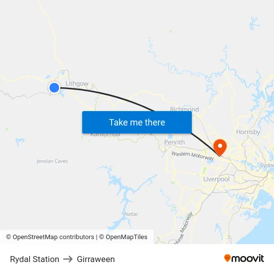 Rydal Station to Girraween map