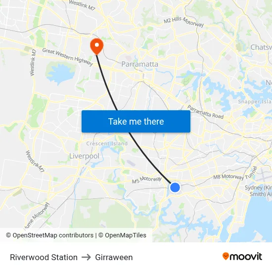 Riverwood Station to Girraween map