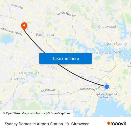 Sydney Domestic Airport Station to Girraween map