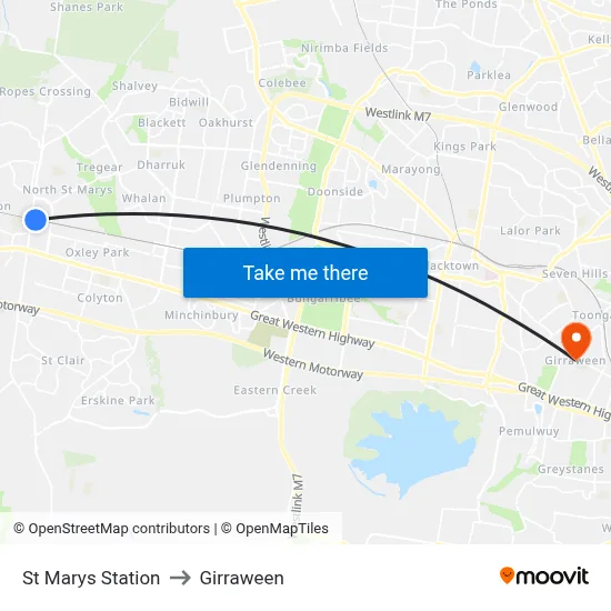 St Marys Station to Girraween map