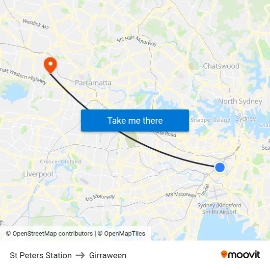 St Peters Station to Girraween map