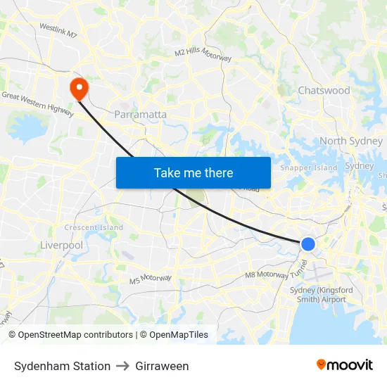 Sydenham Station to Girraween map