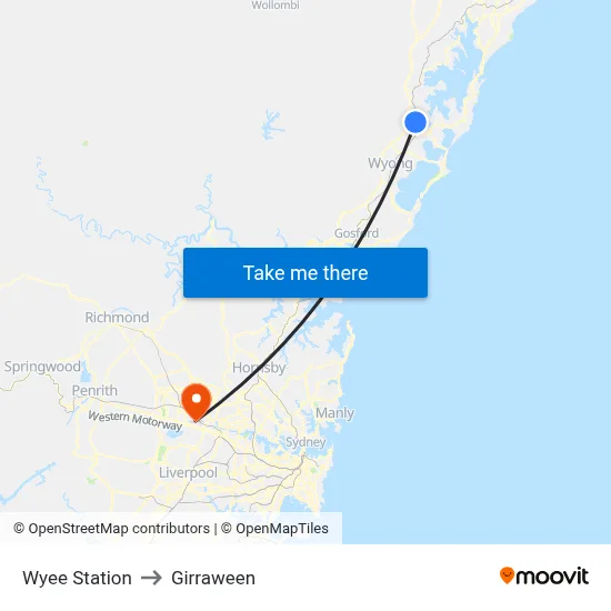 Wyee Station to Girraween map