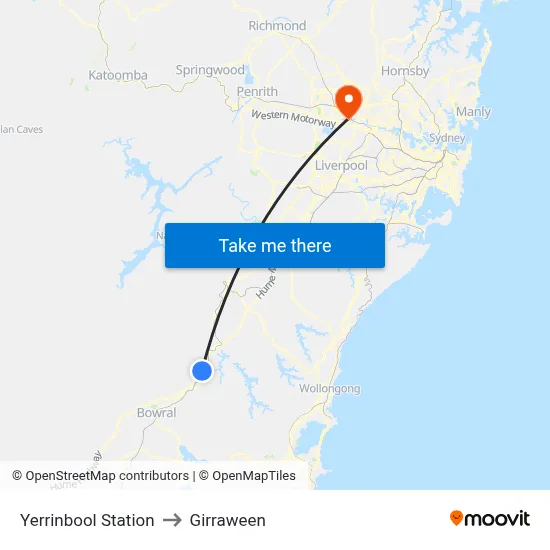 Yerrinbool Station to Girraween map