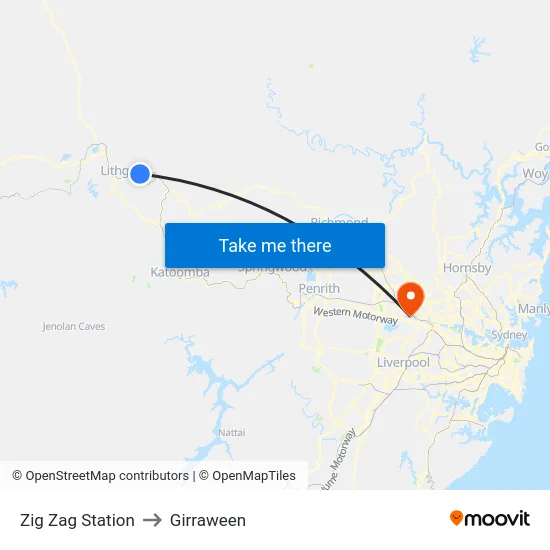 Zig Zag Station to Girraween map