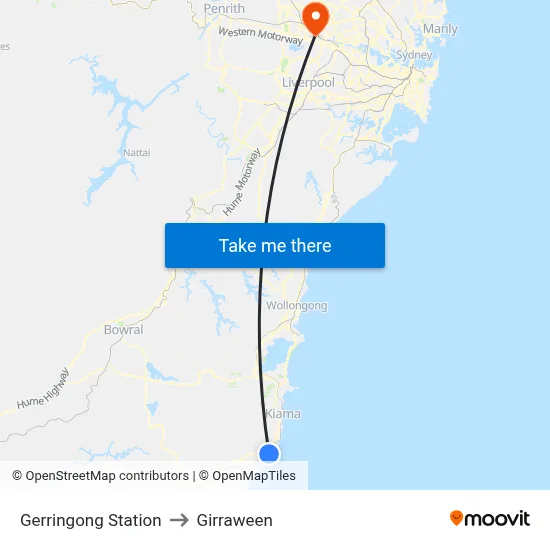 Gerringong Station to Girraween map