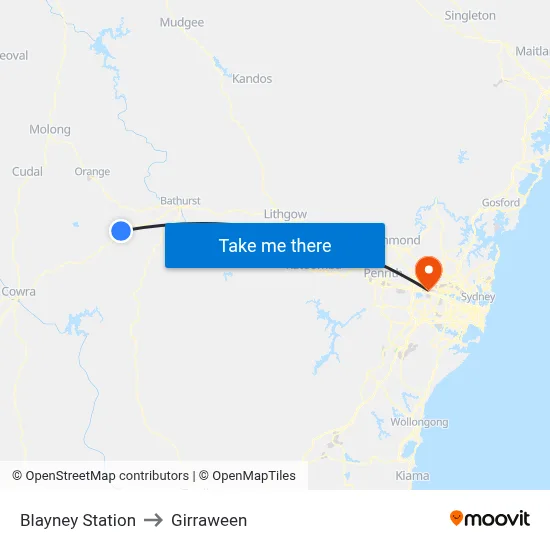 Blayney Station to Girraween map
