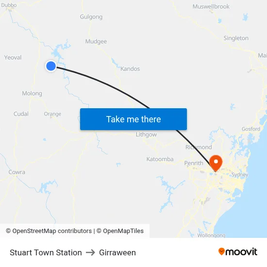 Stuart Town Station to Girraween map