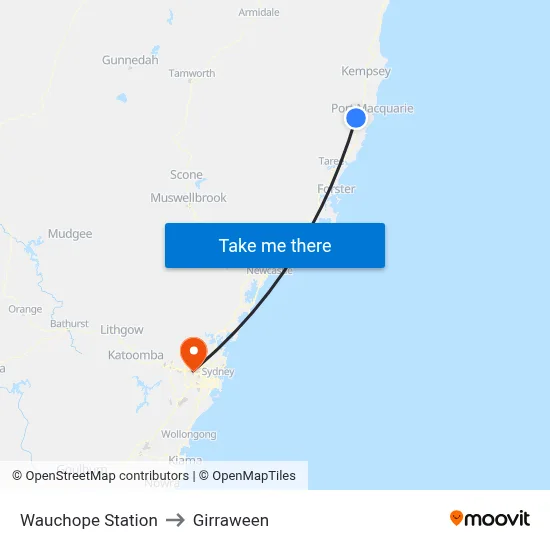 Wauchope Station to Girraween map