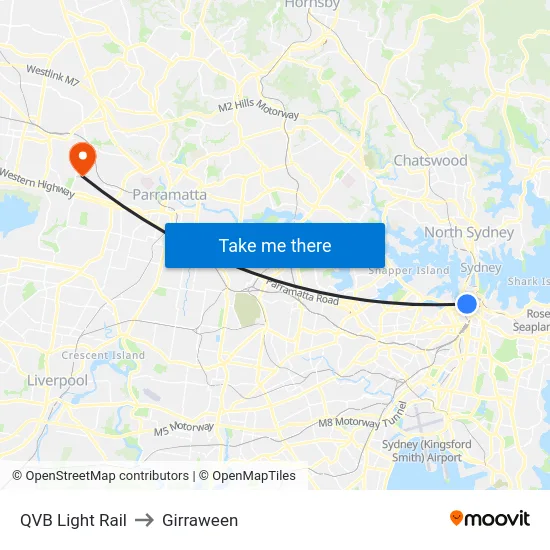 QVB Light Rail to Girraween map