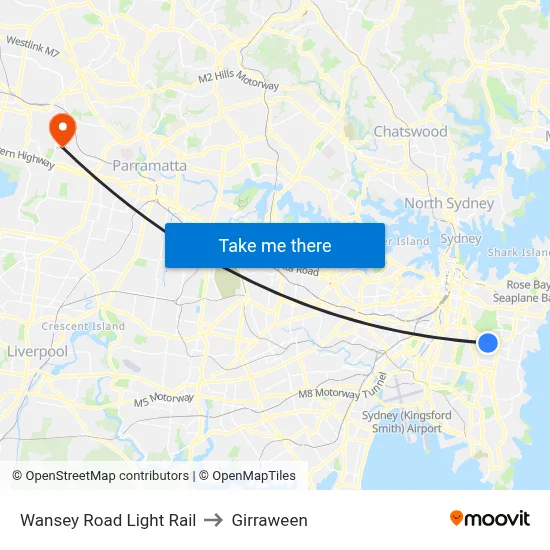 Wansey Road Light Rail to Girraween map