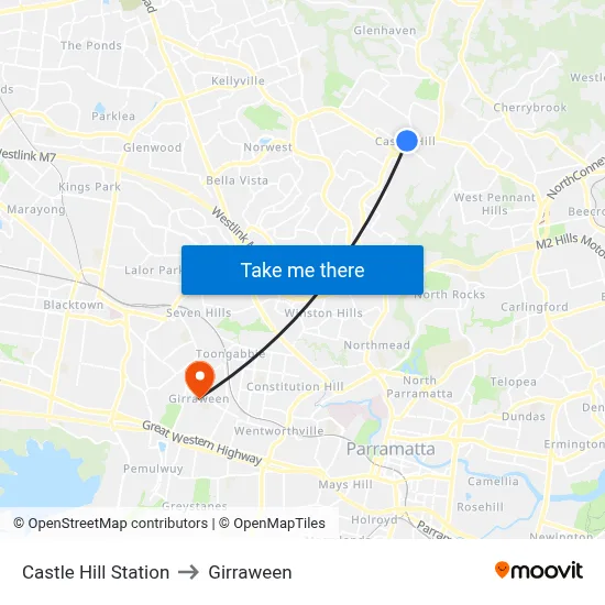 Castle Hill Station to Girraween map