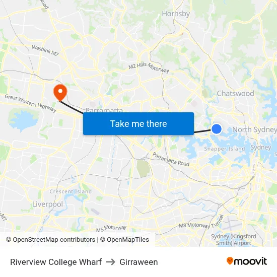 Riverview College Wharf to Girraween map