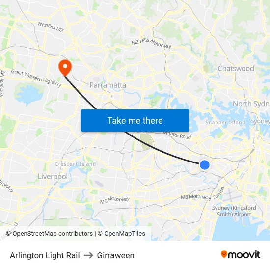 Arlington Light Rail to Girraween map