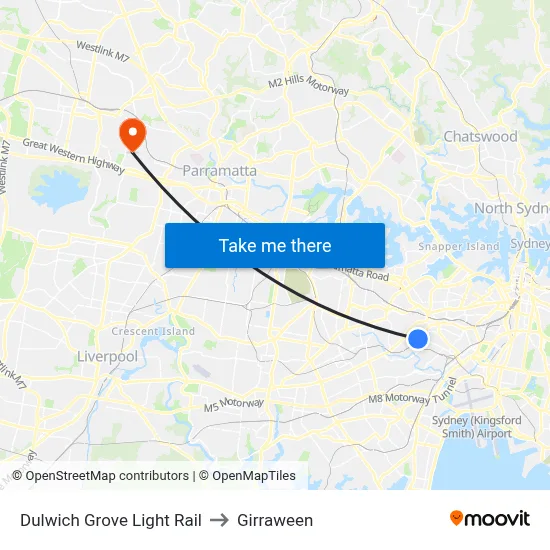 Dulwich Grove Light Rail to Girraween map