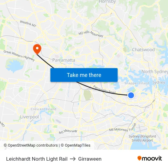 Leichhardt North Light Rail to Girraween map