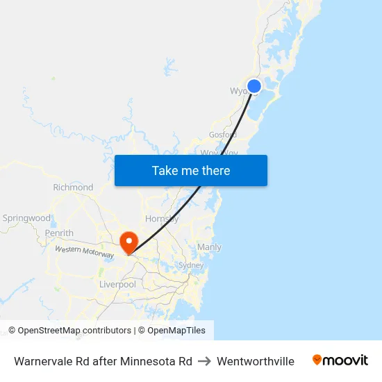 Warnervale Rd after Minnesota Rd to Wentworthville map