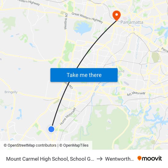 Mount Carmel High School, School Grounds to Wentworthville map