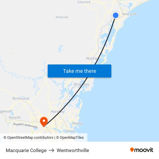 Macquarie College to Wentworthville map