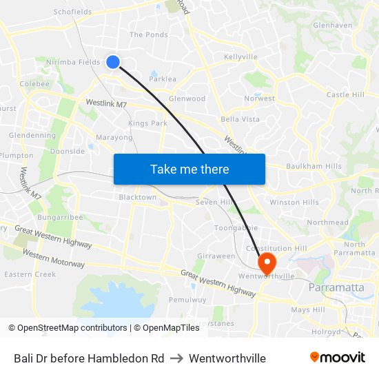 Bali Dr before Hambledon Rd to Wentworthville map