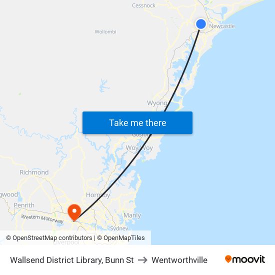 Wallsend District Library, Bunn St to Wentworthville map