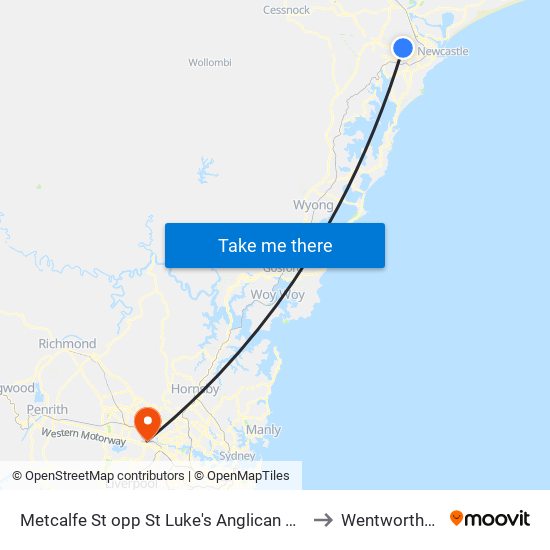 Metcalfe St opp St Luke's Anglican Church to Wentworthville map