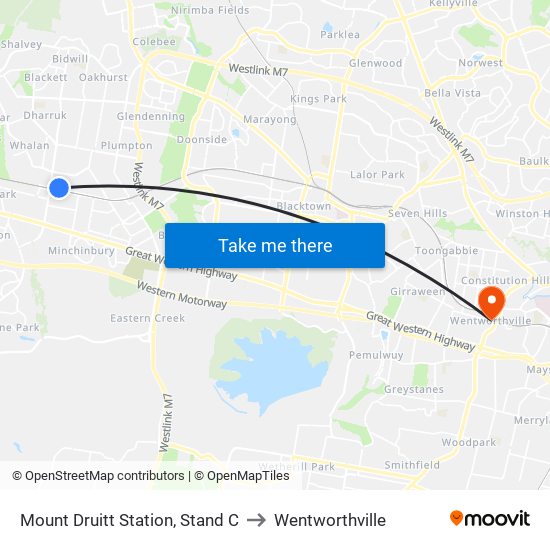 Mount Druitt Station, Stand C to Wentworthville map