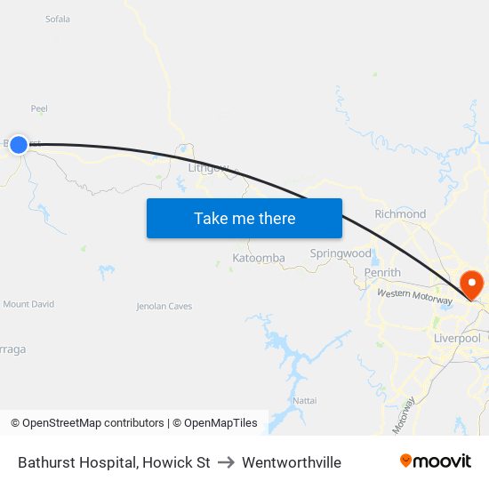 Bathurst Hospital, Howick St to Wentworthville map