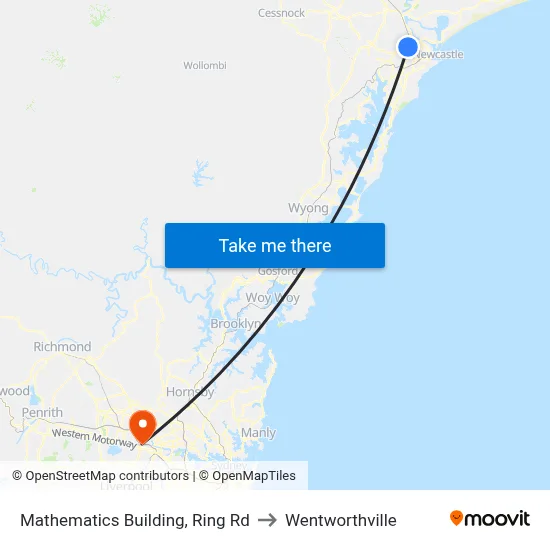 Mathematics Building, Ring Rd to Wentworthville map