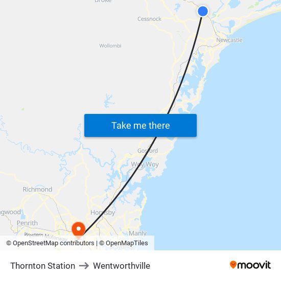 Thornton Station to Wentworthville map