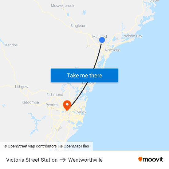 Victoria Street Station to Wentworthville map
