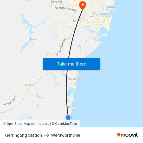 Gerringong Station to Wentworthville map