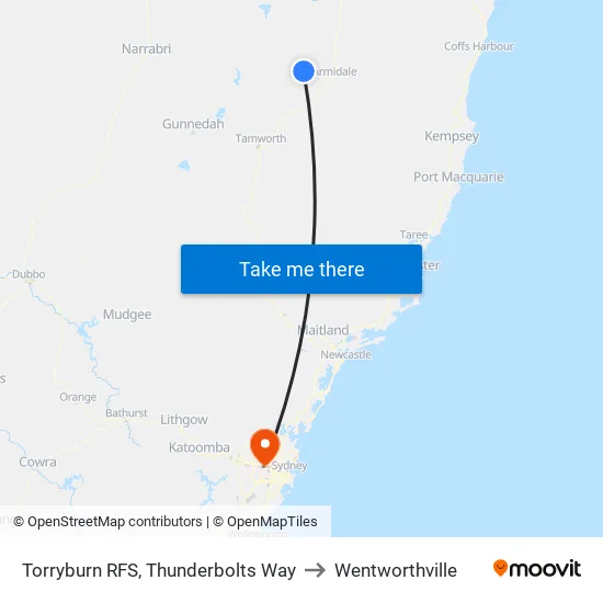 Torryburn RFS, Thunderbolts Way to Wentworthville map