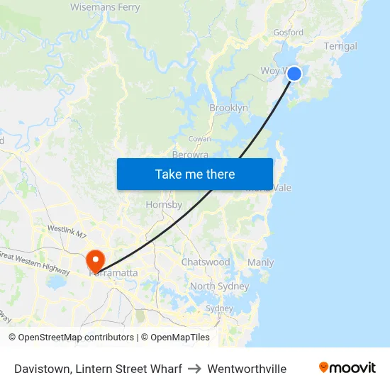 Davistown, Lintern Street Wharf to Wentworthville map