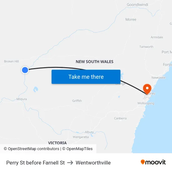 Perry St at Farnell St to Wentworthville map