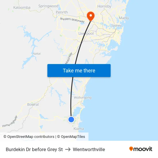 Burdekin Dr before Grey St to Wentworthville map