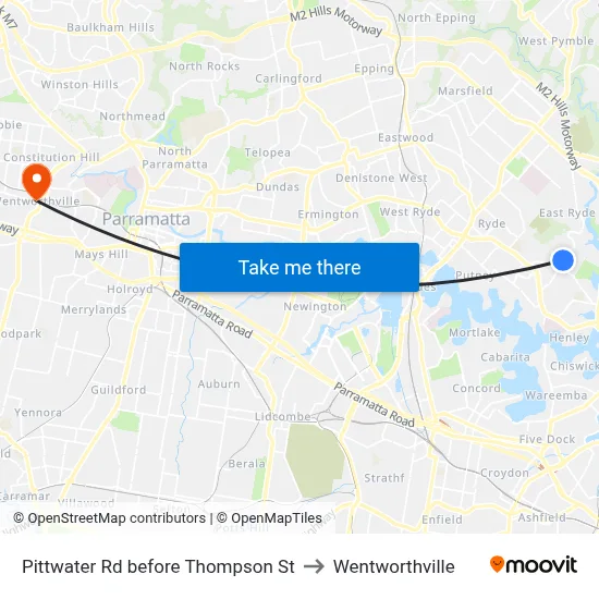 Pittwater Rd before Thompson St to Wentworthville map