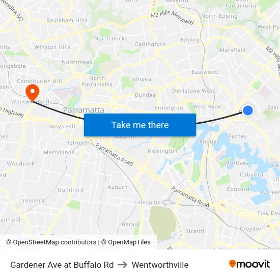 Gardener Ave at Buffalo Rd to Wentworthville map