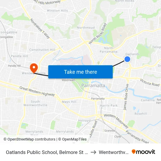 Oatlands Public School, Belmore St East to Wentworthville map