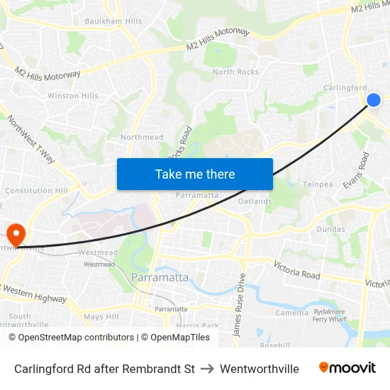 Carlingford Rd after Rembrandt St to Wentworthville map