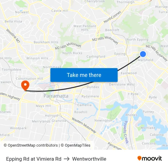 Epping Rd at Vimiera Rd to Wentworthville map