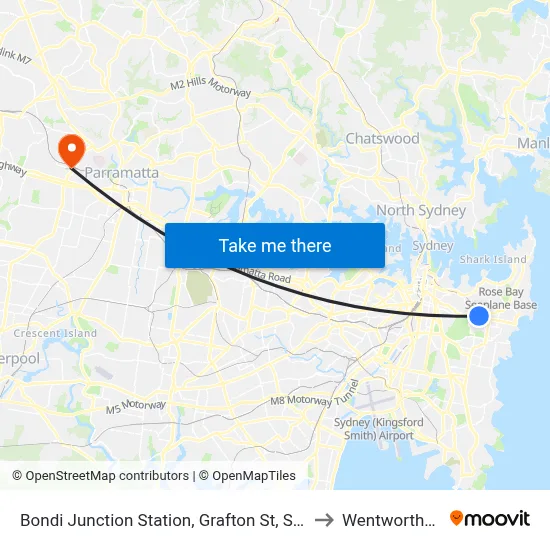 Bondi Junction Station, Grafton St, Stand R to Wentworthville map