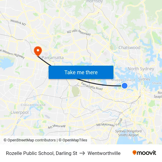 Rozelle Public School, Darling St to Wentworthville map